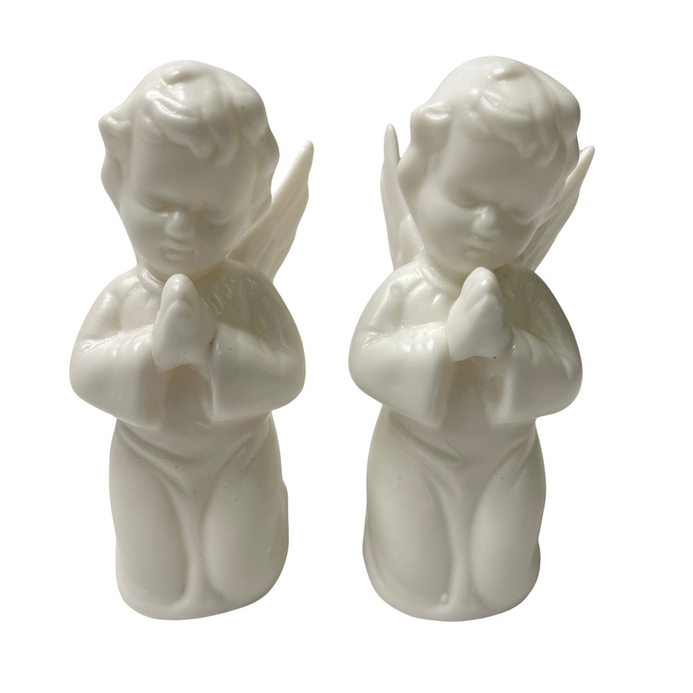 SCHMID BROS Kneeling Praying Angels 1950's Japan Christening Baby Shower Decor